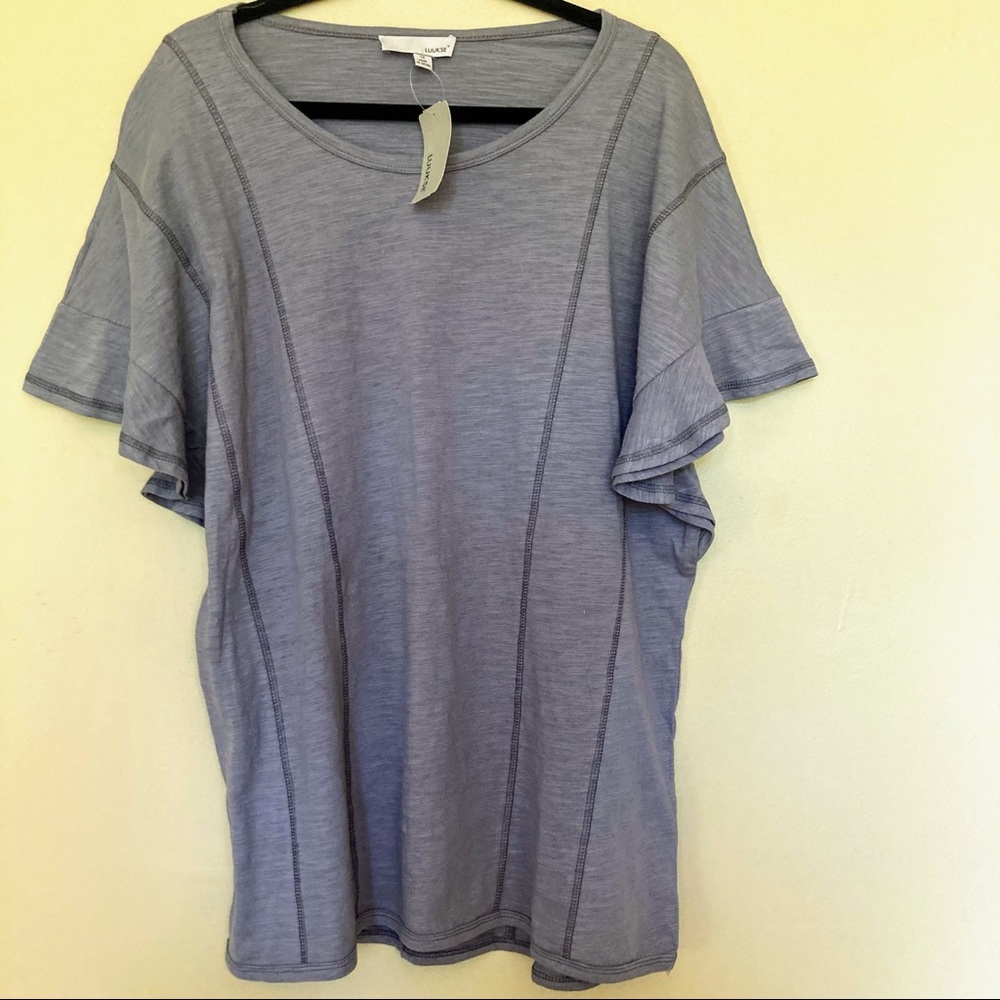 LUUKSE Cotton Purple Grey T Shirt Top NWT